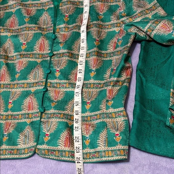 Adrianna Papell Green and Gold Jacket & Skirt Set - Picture 7 of 12